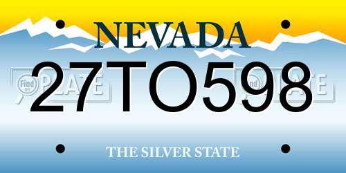 27TO598 Nevada License Plate