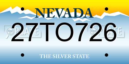 27TO726 Nevada License Plate