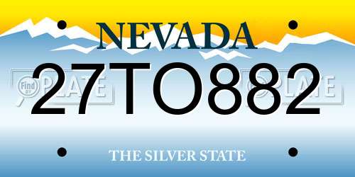 27TO882 Nevada License Plate