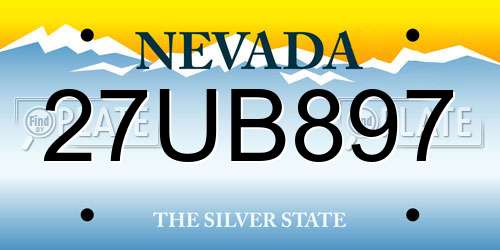 27UB897 Nevada License Plate
