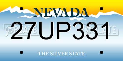 27UP331 Nevada License Plate