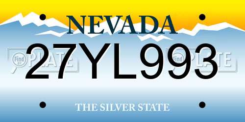 27YL993 Nevada License Plate