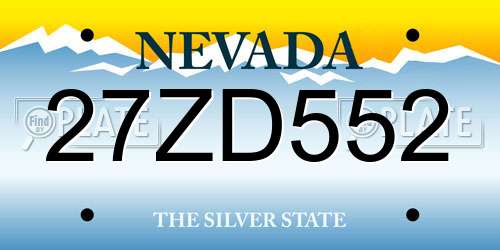 27ZD552 Nevada License Plate