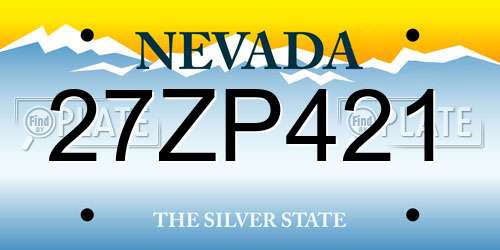 27ZP421 Nevada License Plate