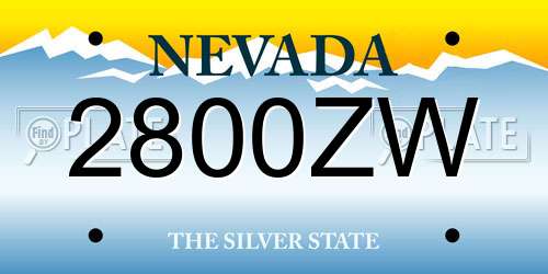 2800ZW Nevada License Plate