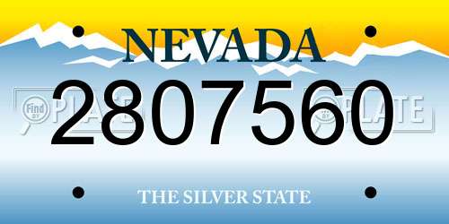 2807560 Nevada License Plate