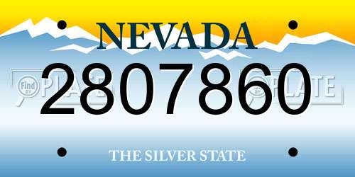 2807860 Nevada License Plate