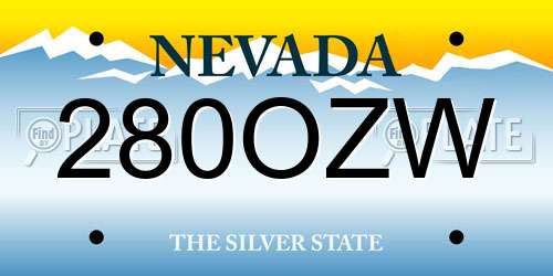 280OZW Nevada License Plate