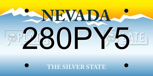 280PY5 Nevada License Plate