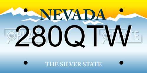 280QTW Nevada License Plate