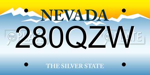 280QZW Nevada License Plate