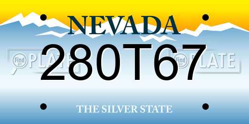 280T67 Nevada License Plate