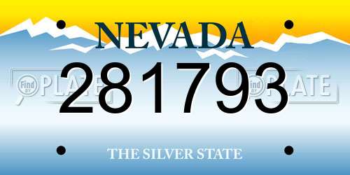 281793 Nevada License Plate
