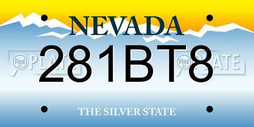 281BT8 Nevada License Plate