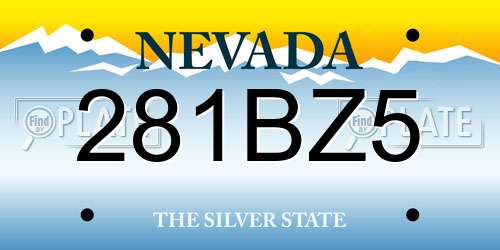 281BZ5 Nevada License Plate