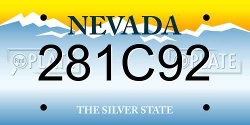 281C92 Nevada License Plate