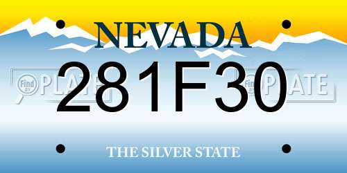 281F30 Nevada License Plate