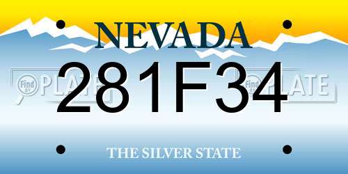 281F34 Nevada License Plate