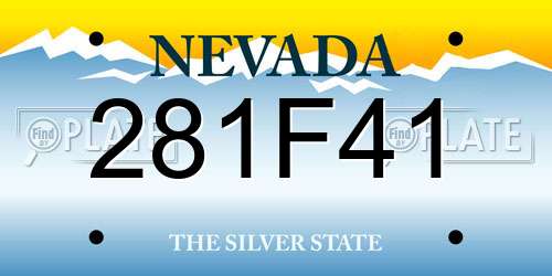 281F41 Nevada License Plate