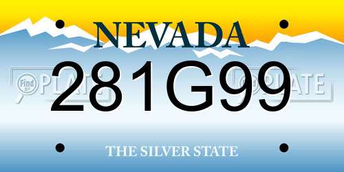 281G99 Nevada License Plate