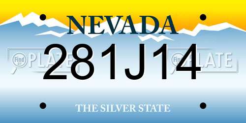 281J14 Nevada License Plate