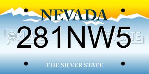 281NW5 Nevada License Plate