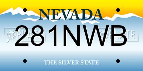 281NWB Nevada License Plate