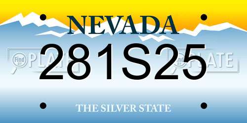281S25 Nevada License Plate