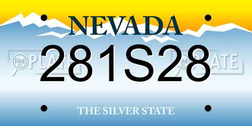 281S28 Nevada License Plate