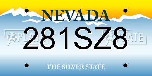 281SZ8 Nevada License Plate