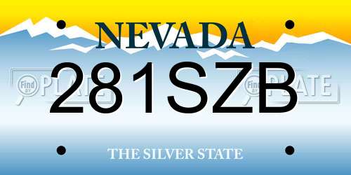 281SZB Nevada License Plate