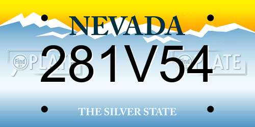 281V54 Nevada License Plate