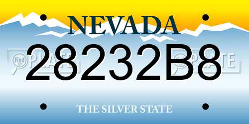 28232B8 Nevada License Plate