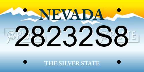 28232S8 Nevada License Plate