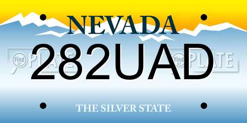 282UAD Nevada License Plate
