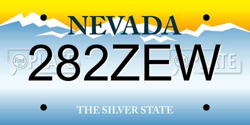 282ZEW Nevada License Plate