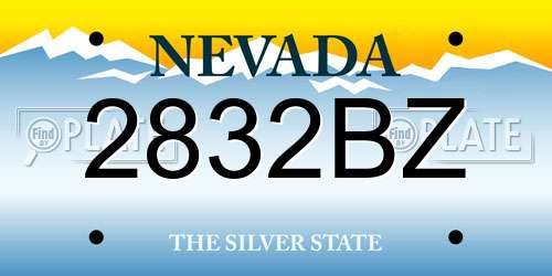 2832BZ Nevada License Plate