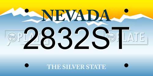 2832ST Nevada License Plate