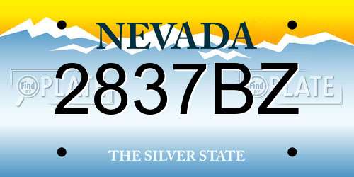 2837BZ Nevada License Plate