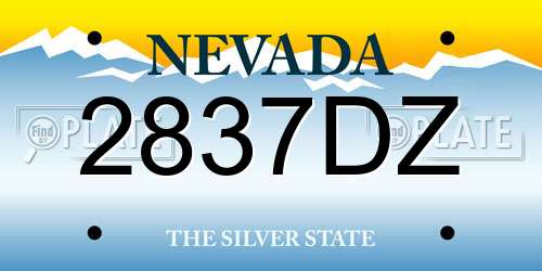 2837DZ Nevada License Plate