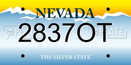2837OT Nevada License Plate