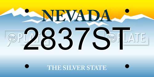 2837ST Nevada License Plate