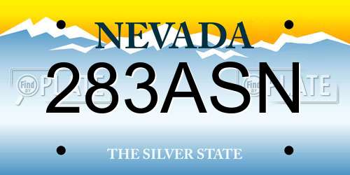 283ASN Nevada License Plate