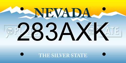 283AXK Nevada License Plate