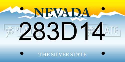 283D14 Nevada License Plate