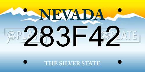 283F42 Nevada License Plate