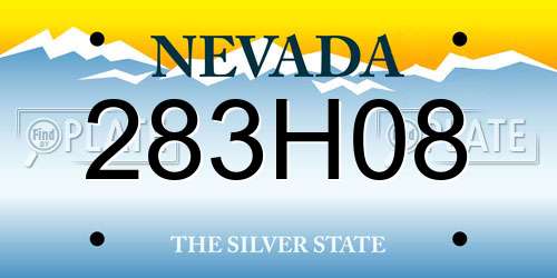 283H08 Nevada License Plate