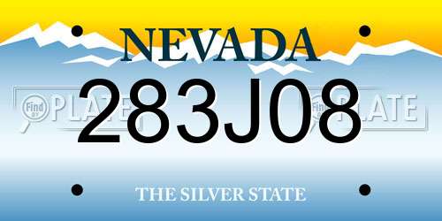 283J08 Nevada License Plate