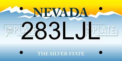 283LJL Nevada License Plate