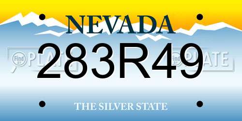 283R49 Nevada License Plate